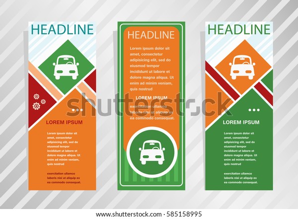 Car icon on vertical banner. Modern banner,\
brochure design template.