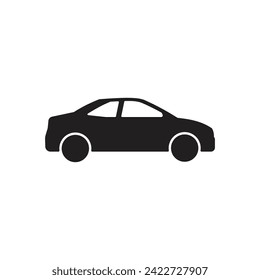 Car icon on a white background. Vector illustration of a car on a stock resource: realistic, clear outlines, profile, bright colors.