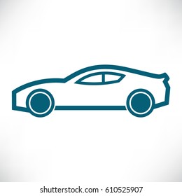 Car icon on white background,  the silhouette of the vector