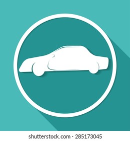 car icon on white circle with a long shadow