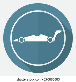 car icon on white circle with a long shadow