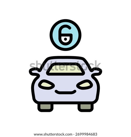Car icon and open lock. Transport protection by setting the alarm system color icon. Symbol, logo vector illustration.