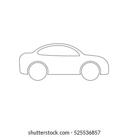 Car icon outline, vector. Side view.