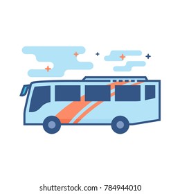 Car icon in outlined flat color style. Vector illustration.