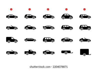 Car Icon Pack. All Car Types Icon Collection. Vehicle Icons.