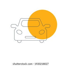 Icono de coche. coche privado, parte delantera del coche, bus, camión, tren, icono del vehículo en forma vectorial y plana.