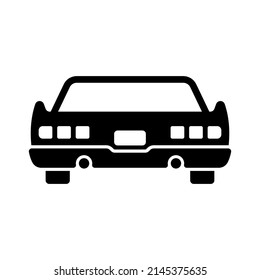 Car icon. Rear back view. Black silhouette. Vector simple flat graphic illustration. Isolated object on a white background. Isolate.