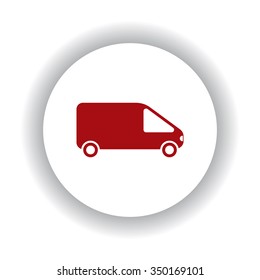 Car icon, red isolated white background