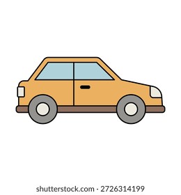 Icono del automóvil que representa el transporte, la movilidad, los desplazamientos diarios, los viajes por carretera y los conceptos de uso del vehículo personal.