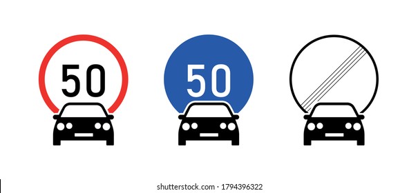 Car icon with restriction signs. 