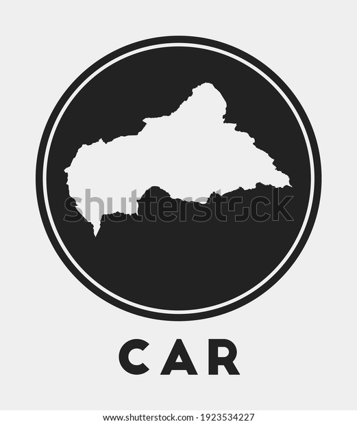 CAR icon. Round logo with\
country map and title. Stylish CAR badge with map. Vector\
illustration.