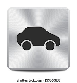 Car icon - round square metal button