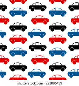 Car icon seamless pattern on white background. Vector illustration.