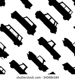 Car icon seamless pattern on white background. Vector illustration.