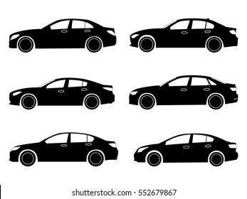 car icon. sedan set. 