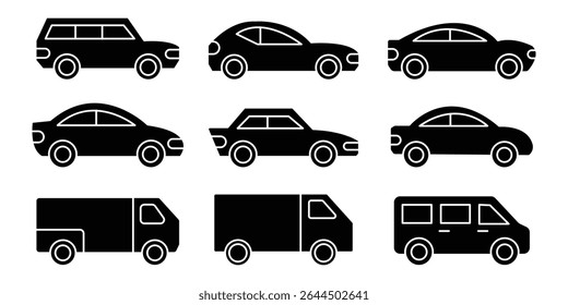 conjunto de ícones de carro. ícone de carro.
