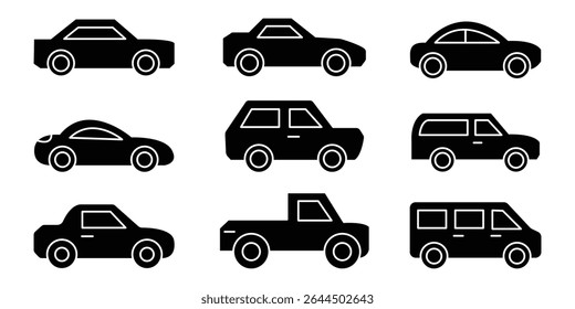 Conjunto de iconos de coche. Icono de coche.