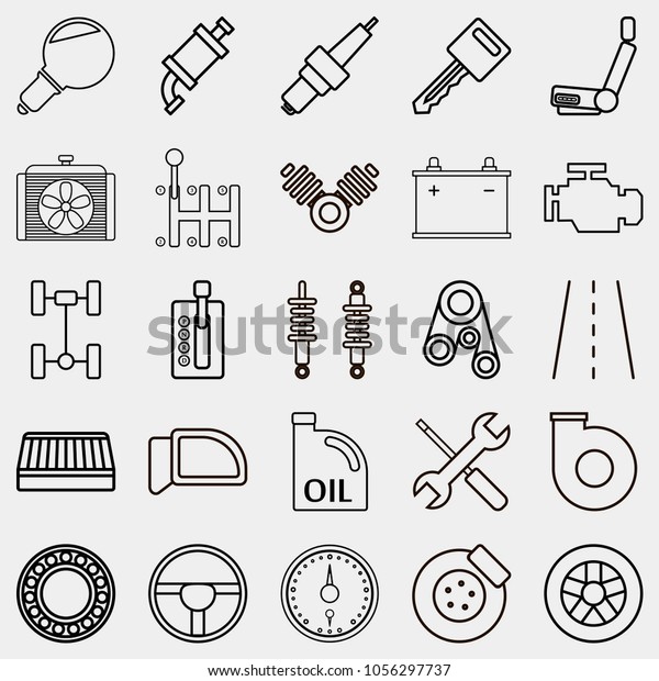 Car icon set, black icon car, repair service, black and\
white icon isolated on grey background, vector illustration\
logotype, repair parts, autoparts. Key, repair, service, painting,\
oil. EPS 10. 