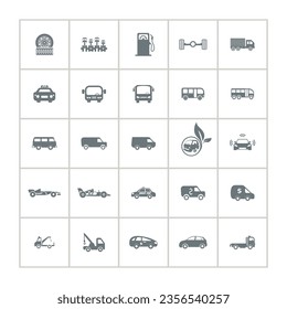 Icono de auto con bus, minivan eléctrico, auto de policía