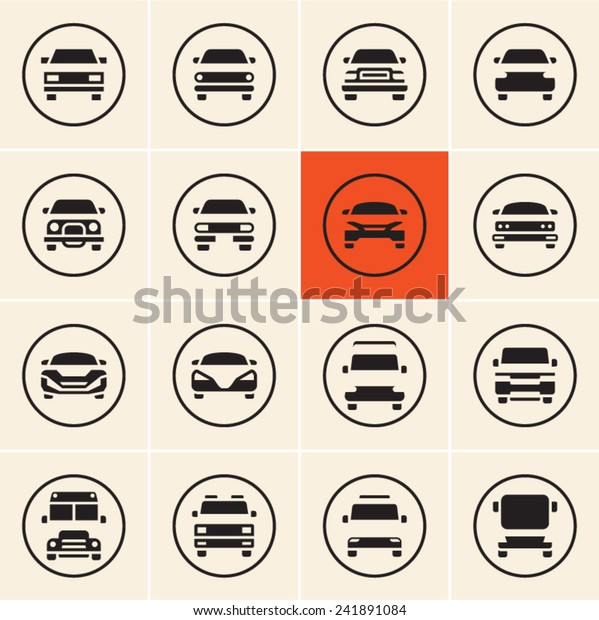 Car Icon Set. Cars front\
icons.
