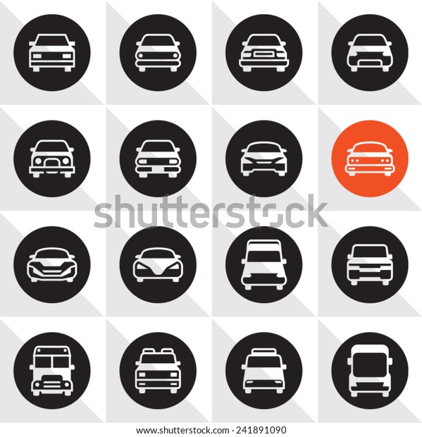 Car Icon Set. Cars front\
icons.
