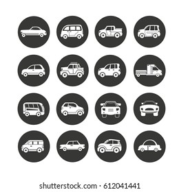 car icon set in circle buttons