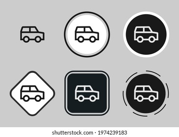 car icon set. Collection of high quality black outline logo for web site design and mobile dark mode apps. Vector illustration on a white background	
