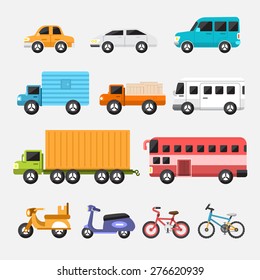 Car icon set concept transportation.Vector flat design