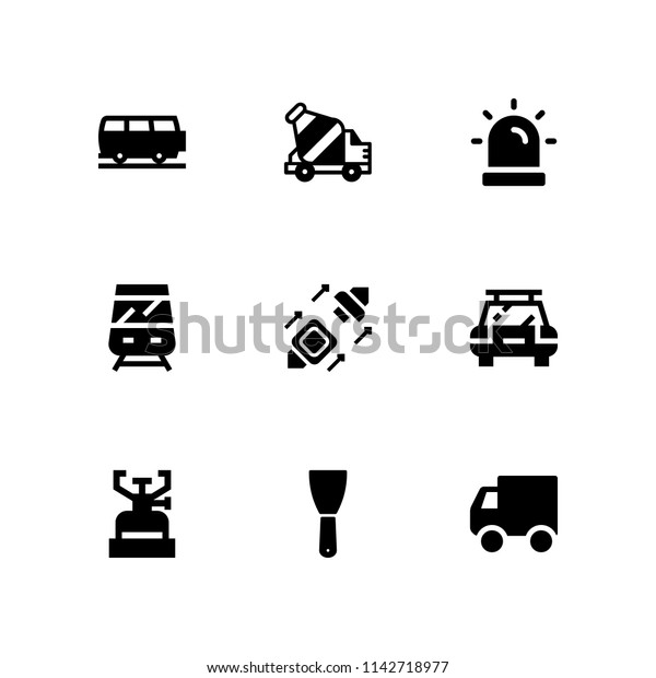 car icon set. concrete mixer,\
seatbelt and siren vector icon for graphic design and\
web