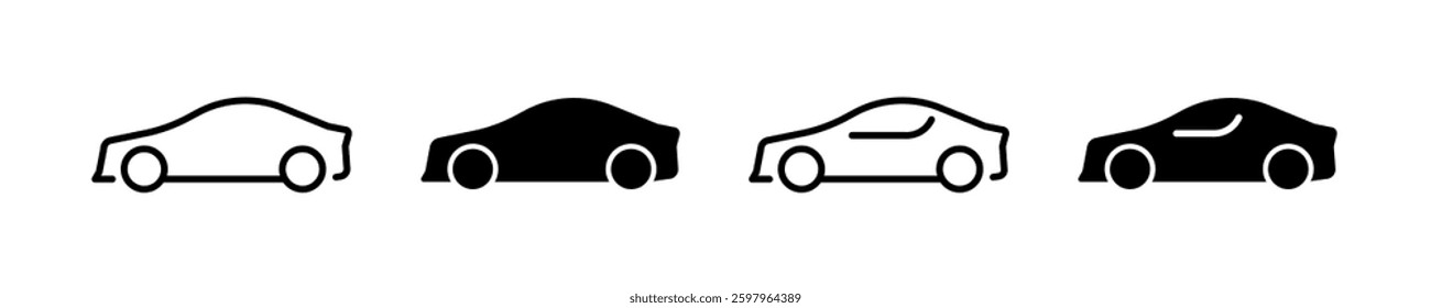 Car icon. Car icon set in flat style. Transport symbols.