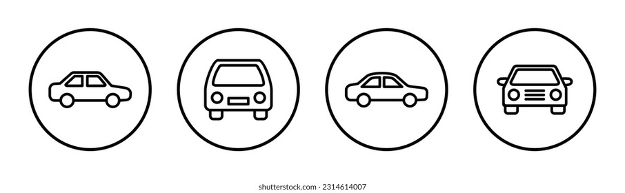 Car icon set illustration. car sign and symbol. small sedan