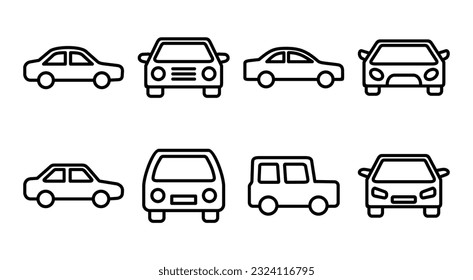 Car icon set illustration. car sign and symbol. small sedan