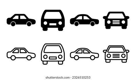 Car icon set illustration. car sign and symbol. small sedan