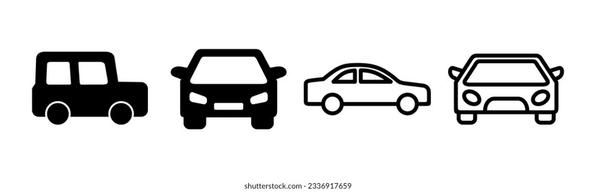 Car icon set illustration. car sign and symbol. small sedan