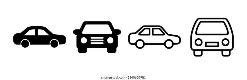 Car icon set illustration. car sign and symbol. small sedan
