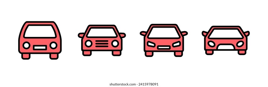 Car icon set illustration. car sign and symbol. small sedan