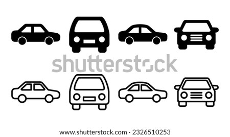 Car icon set illustration. car sign and symbol. small sedan