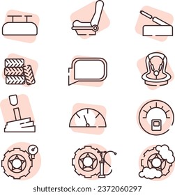 Autosymbol-Set, Illustration oder Symbol, Vektorgrafik auf weißem Hintergrund.