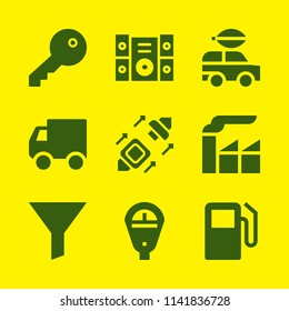 car icon set. With key, electric car and delivery truck  vector icons for graphic design and web