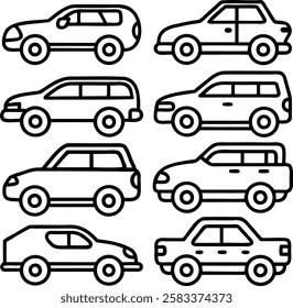 car icon set line art eps vector files