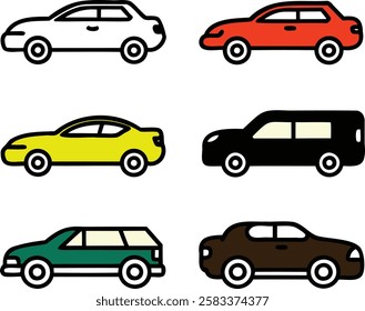 car icon set line art eps vector files