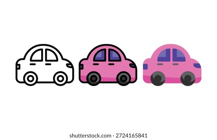Auto-Icon in Linien-, Flach- und Farblinienstilen, die Auto-, Transport- und Mobilitätskonzepte darstellen. Ideal für mobile Apps, Websites, Karten, Navigationssysteme, Logistikplattformen, Dashboards, UI UX-Design und digitale Produkte. Sauberes Vektorsymbol, vollständig skalierbar, bearbeitbar und einfach anzupassen für modernes Schnittstellendesign und kommerzielle Projekte.