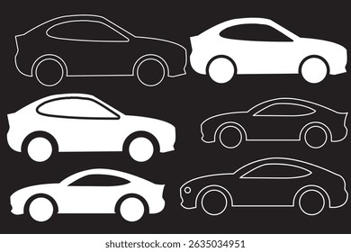 Car icon set in linear style. Transport symbol. Vector illustration.