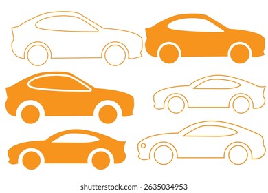 Conjunto de iconos de coche en estilo lineal. Símbolo de transporte. Ilustración vectorial.