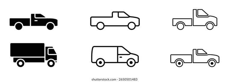 Car icon set in linear style. Transport symbol. Vector illustration. EPS 10