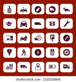 car icon set with parking sign, location and changing car oil vector illustration