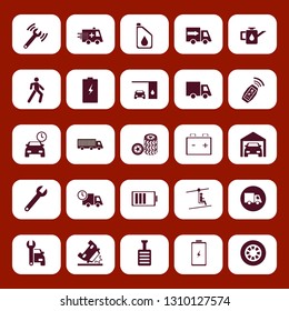car icon set with parking time, private garage and battery vector illustration