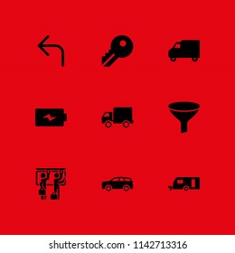 car icon set. public transport, car and key vector icon for graphic design and web