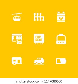 car icon set. shift, driver license and for rent vector icon for graphic design and web