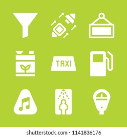 car icon set. With sign, seatbelt and battery  vector icons for graphic design and web